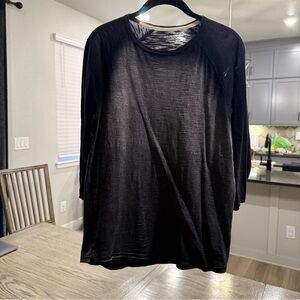 Express Black Baseball Tee with Cream Trim